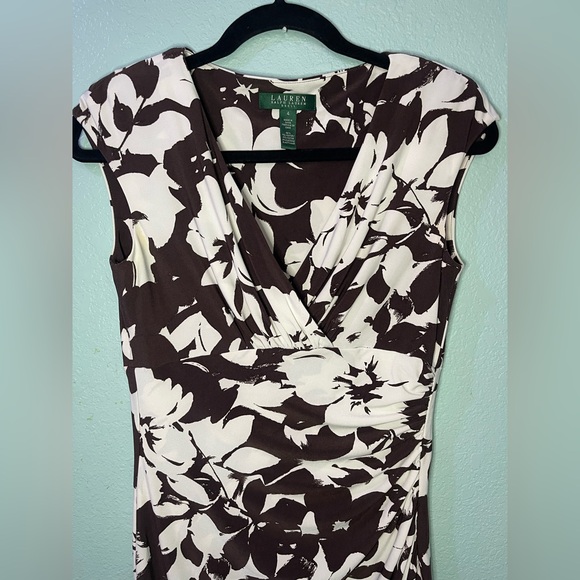 Ralph Lauren Black and White Floral Midi Dress - Picture 2 of 6